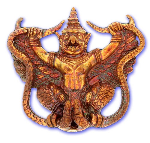 Paya Krut (Garuda with Nagas) - Nuea Nava Loha (9 Sacred Metals) 3rd edition - Thai Amulet for Increasing Status and Wealth - Luang Por Phad - Wat Rai 2554 BE