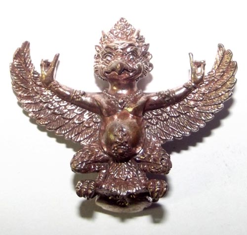Dark Bronze Garuda Amulet in Tibetan style by Pra Ajarn Daeng Opaso