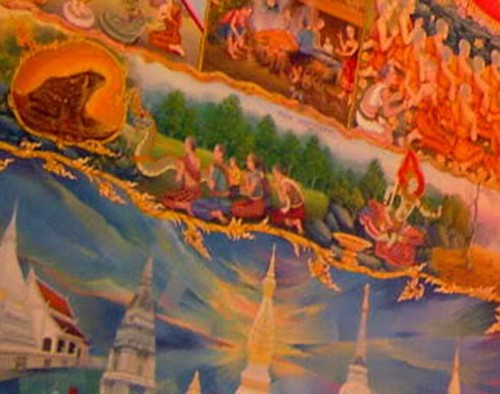 Buddhist Mural painting in the Temple