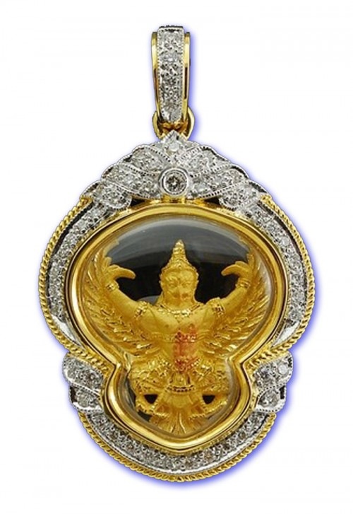 Solid Gold Garuda, Gold Case with Diamond encrusted frame
