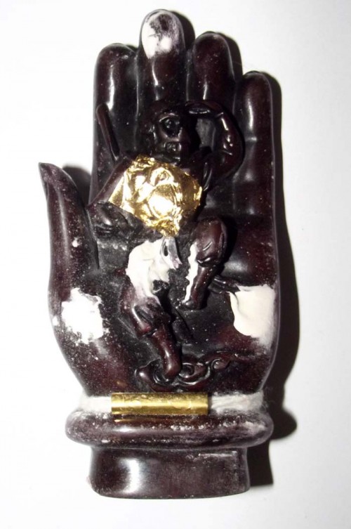 Pra Yulai on the Buddha's hand - Arahant Subduing Maras Bucha Image