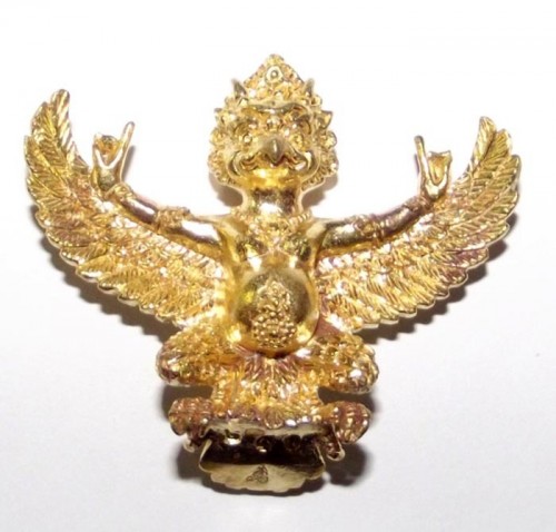 Jao Sua Nirandtarai Edition Amulets 2555 BE - Gold plated Tibetan GarudaAmulet by Pra Ajarn Daeng