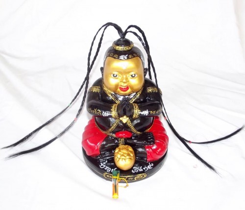 Kumarn Tong Raay Montr Jao Sap (Sorceror Kumarn Casting Spells of Riches) Bucha Statue - Pra Ajarn Chor