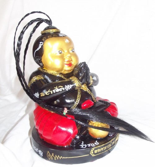 Kumarn Tong Raay Montr Jao Sap (Sorceror Kumarn Casting Spells of Riches) Bucha Statue - Pra Ajarn Chor