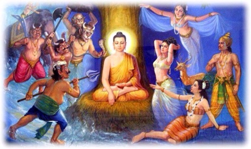 Lord Buddha Defeating the Maras - Chanting Namo Dtassa gives reverence to the Buddha and his Accomplishments